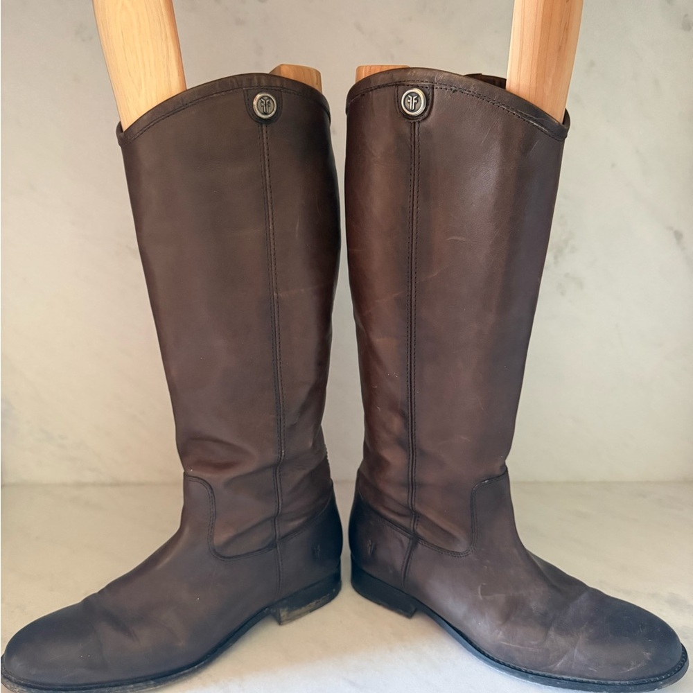 Frye Tall Leather Riding Boots Brown Melisssa/Dorado Style Women’s 8.5 - Picture 3 of 10